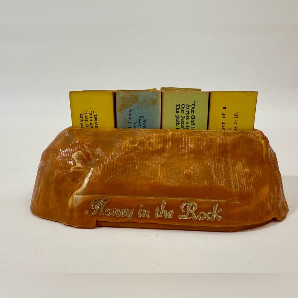 Vintage Honey In The Rock Bible Verse Cards & Holder Gospel Text Line